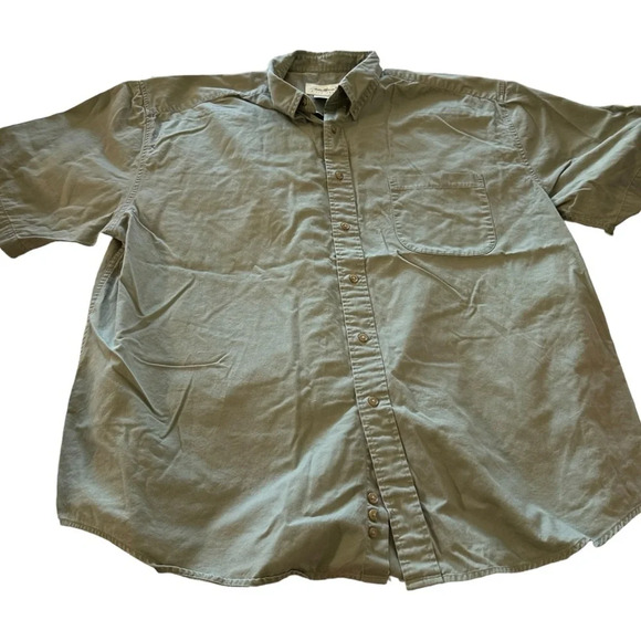Eddie Bauer men's size XXL olive green short sleeve button down shirt - Picture 1 of 3